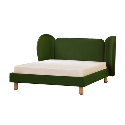 Berta Cotton Linen Fabric Wide Headboard Bed Frame